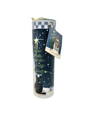 Winter Blessings Snowman Wine Carrier Gift Box With Rope Handle 13" H X 4" Dia